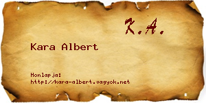 Kara Albert névjegykártya